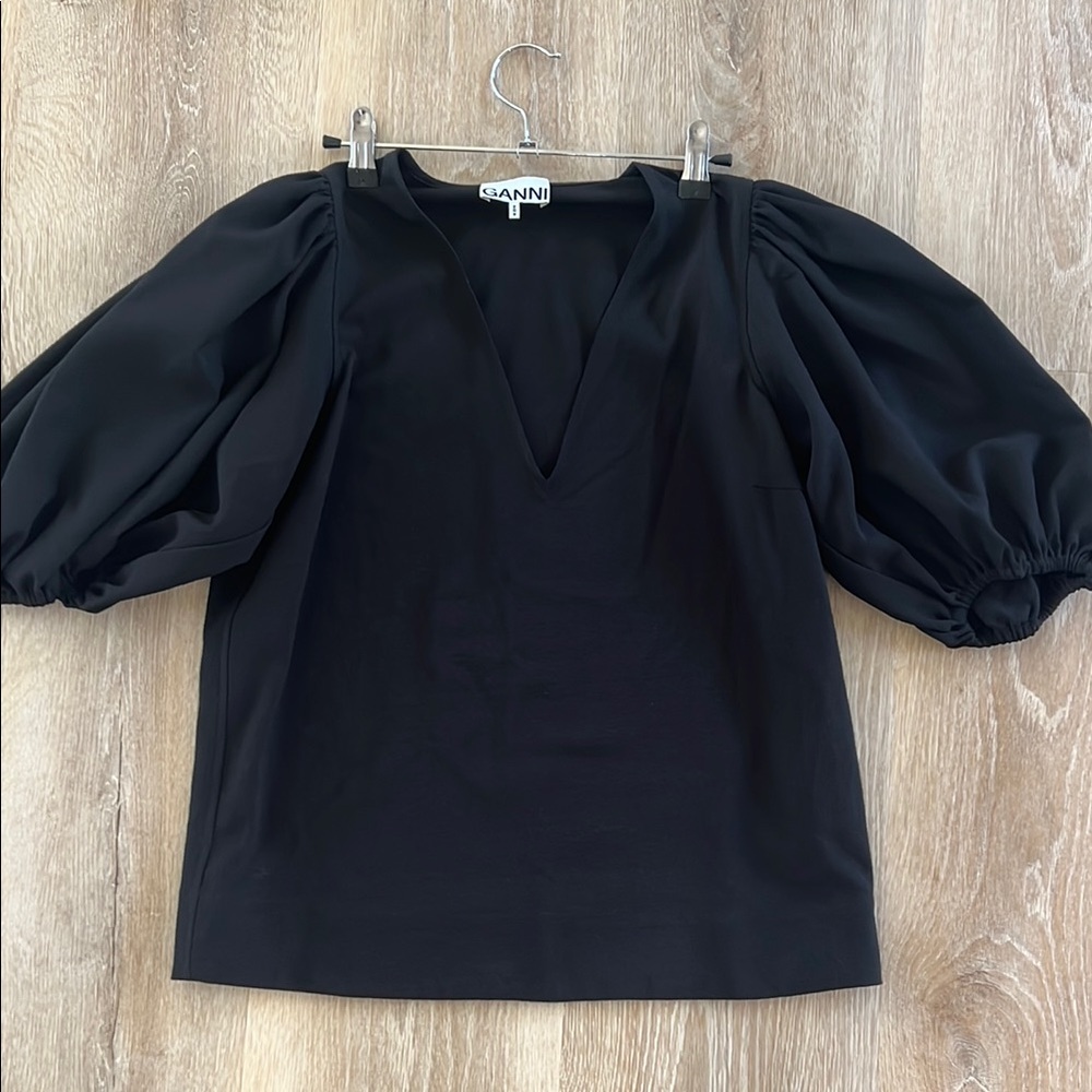 Black Puff Sleeve Women's Top